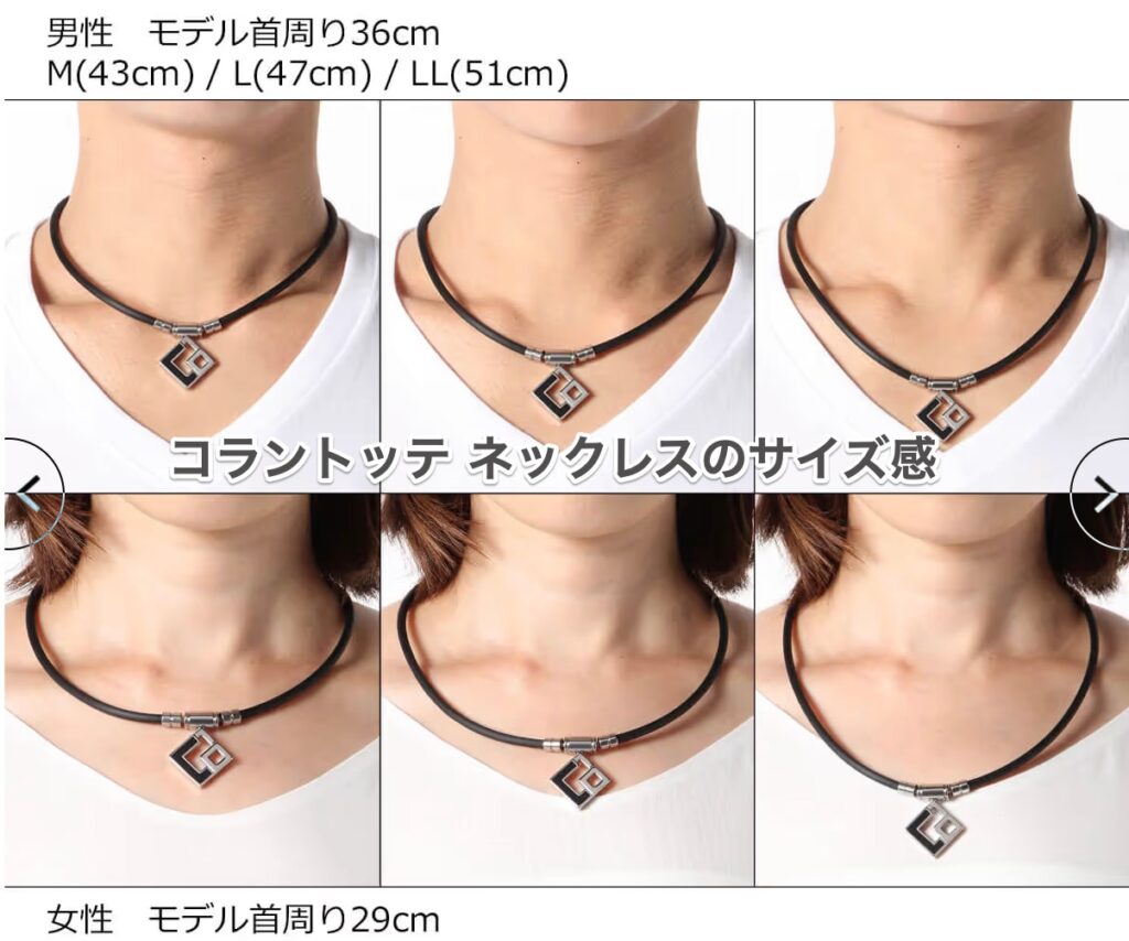 コラントッテのサイズ感、男性と女性